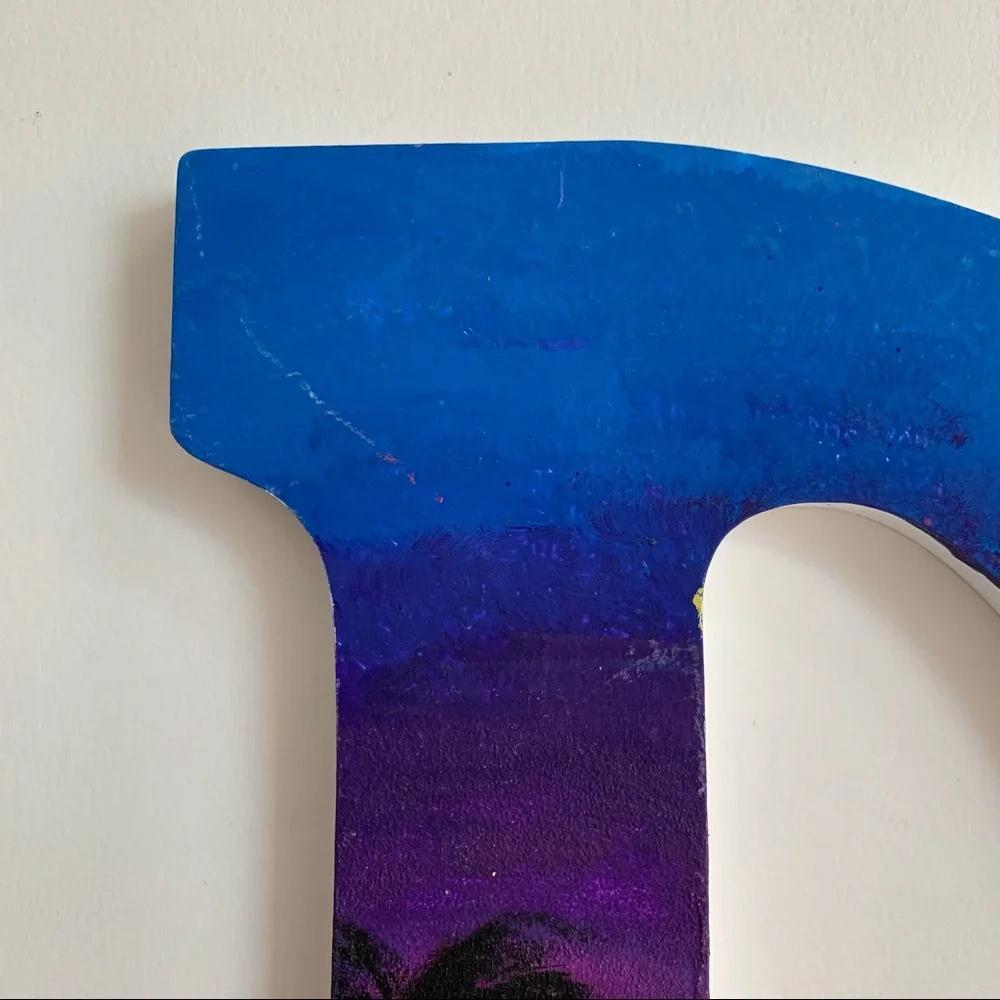 AGD Alpha Gamma Delta sorority sunset  and palm trees hand painted wall art